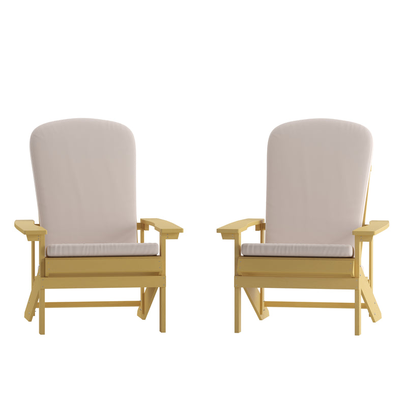 Riviera Set of 2 Weather Resistant Adirondack Patio Chairs With Vertical Lattice Backs and Comfort Foam Cushions