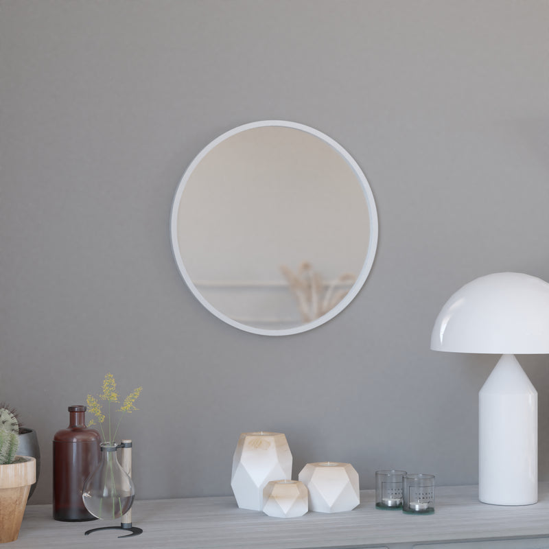 Monaco 20" Round Accent Wall Mirror in Silver with Metal Frame for Bathroom, Vanity, Entryway, Dining Room, & Living Room