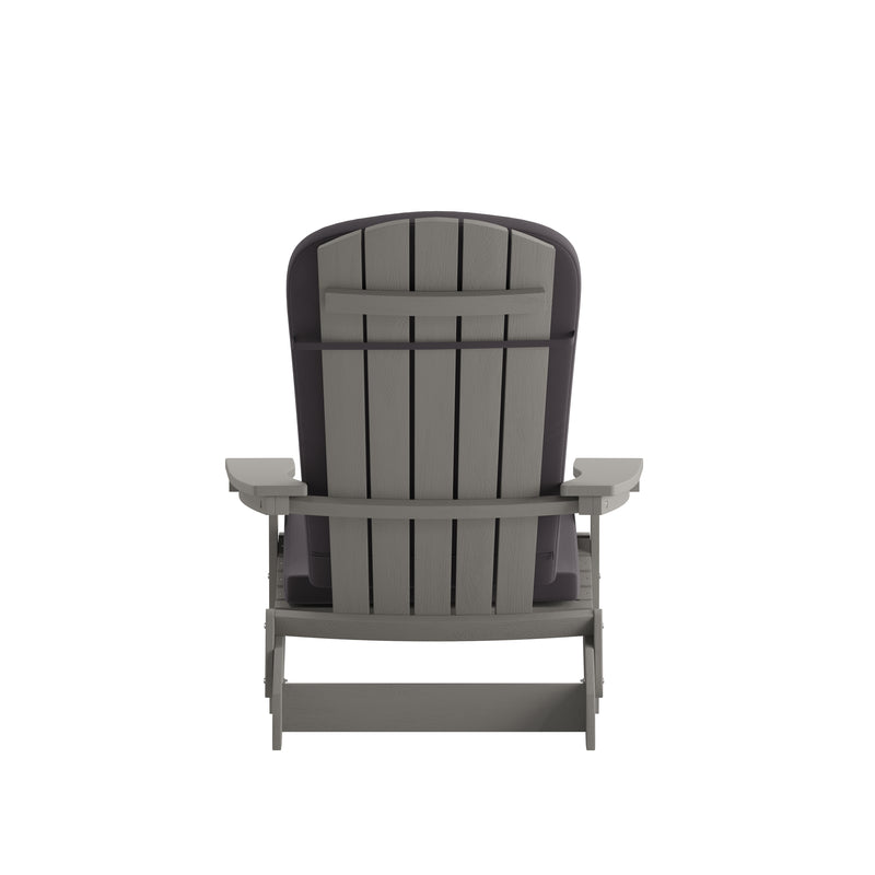 Riviera Set of 2 Weather Resistant Folding Adirondack Patio Chairs With Vertical Lattice Backs and Comfort Foam Cushions