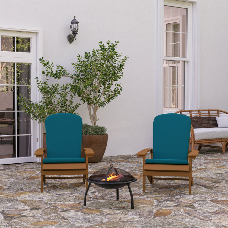 Riviera Set of 2 Weather Resistant Adirondack Patio Chairs With Vertical Lattice Backs and Comfort Foam Cushions
