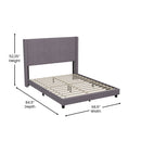Sana Modern Gray Velvet Upholstered Platform Bed Frame with Padded, Tufted Wingback Headboard and Wood Support Slats, No Box Spring Required