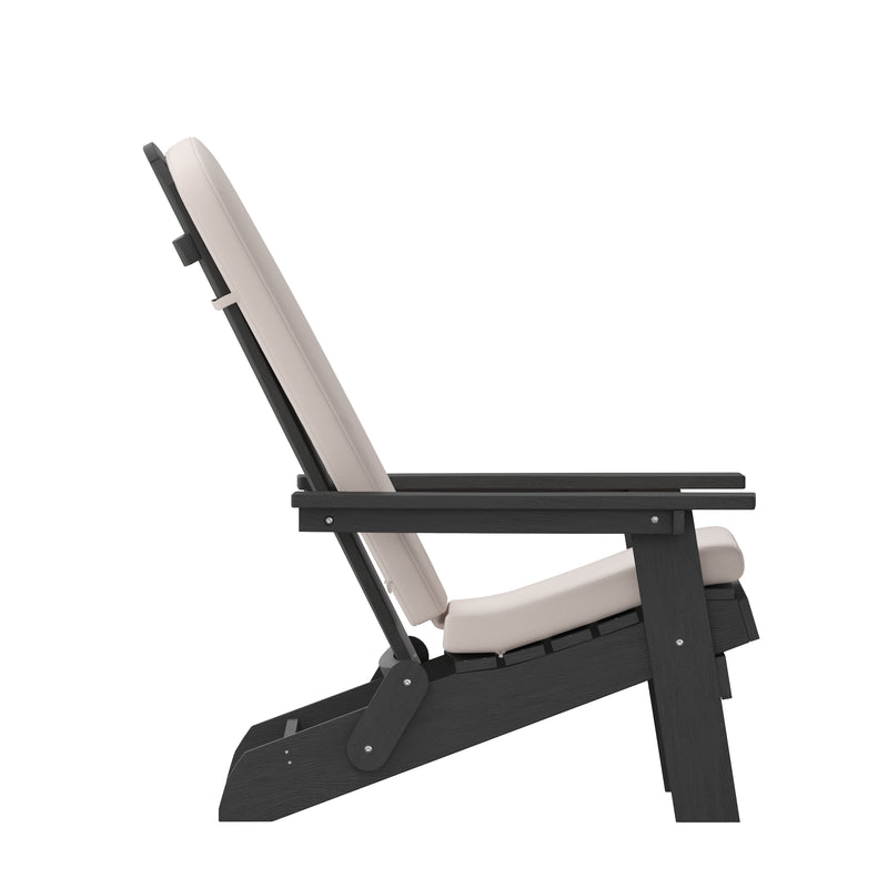 Riviera Set of 2 Weather Resistant Folding Adirondack Patio Chairs With Vertical Lattice Backs and Comfort Foam Cushions