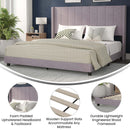 Sana Modern Gray Velvet Upholstered Platform Bed Frame with Padded, Tufted Wingback Headboard and Wood Support Slats, No Box Spring Required