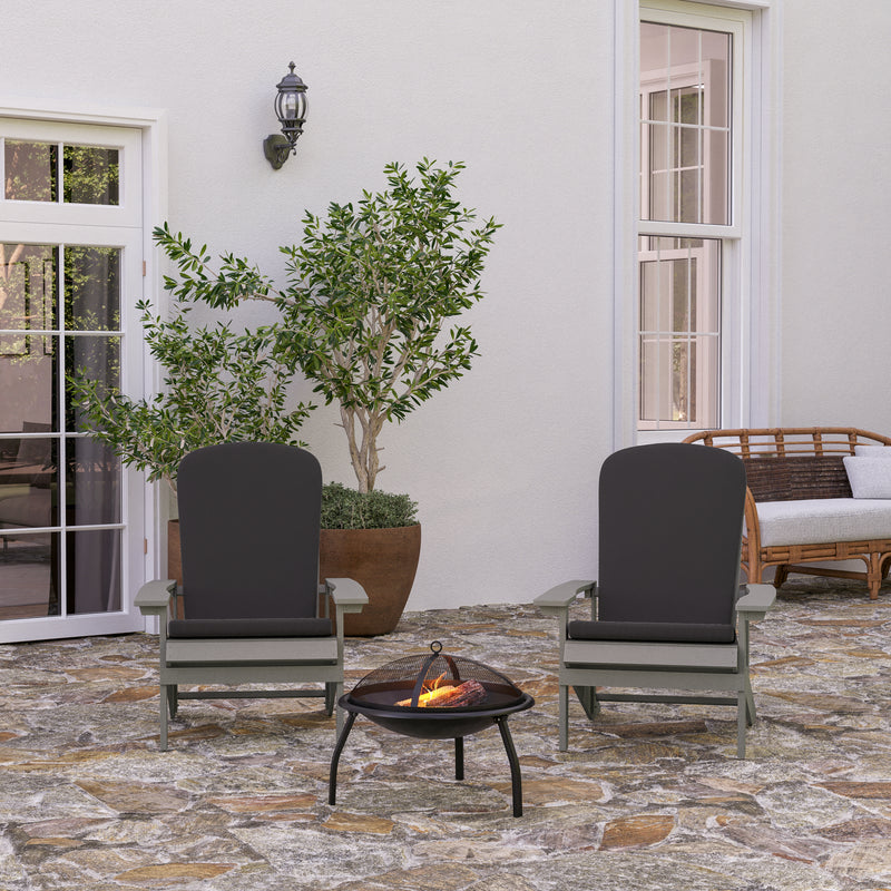 Riviera Set of 2 Weather Resistant Adirondack Patio Chairs With Vertical Lattice Backs and Comfort Foam Cushions