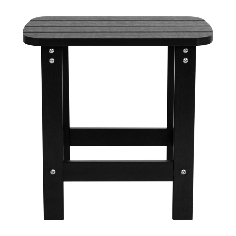 Wellington 3 Piece Patio Furniture Set Includes Black All-Weather UV Treated Adirondack Rocking Chairs and Side Table
