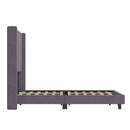 Sana Modern Gray Velvet Upholstered Platform Bed Frame with Padded, Tufted Wingback Headboard and Wood Support Slats, No Box Spring Required