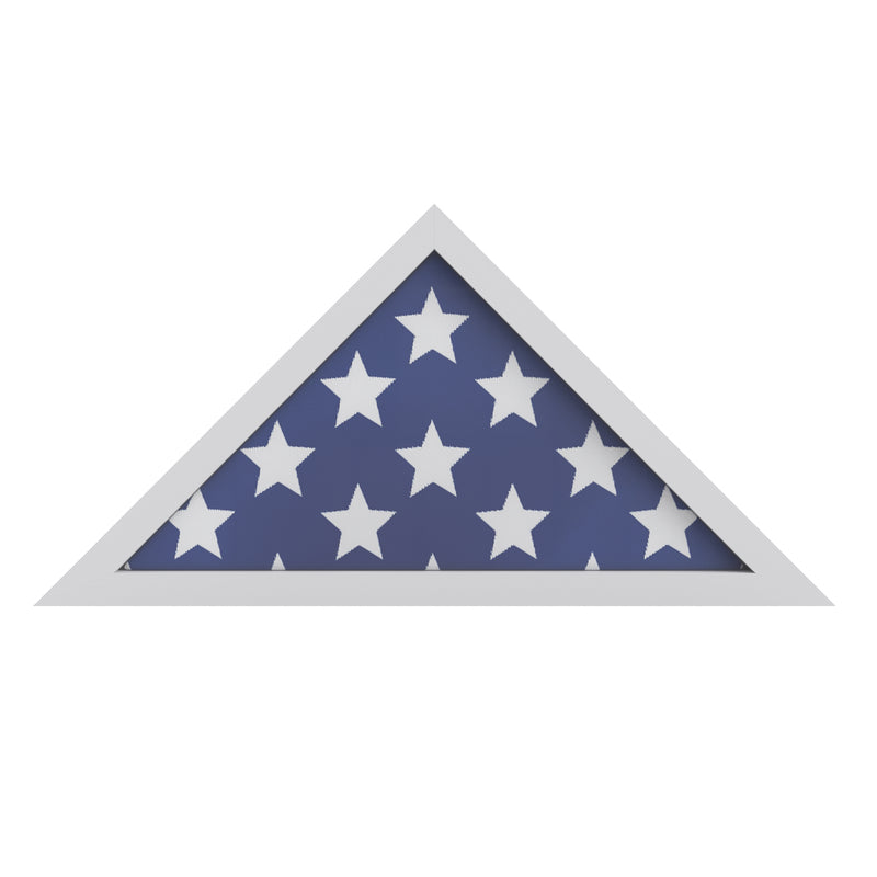 Sabore White Solid Wood Military Memorial Flag Display Case for 9.5' x 5' American Veteran Flag