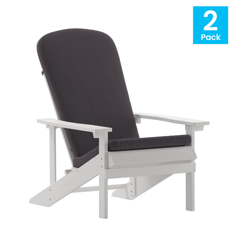Riviera Set of 2 Weather Resistant Adirondack Patio Chairs With Vertical Lattice Backs and Comfort Foam Cushions