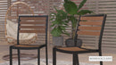 Kersey Outdoor Stackable Side Chairs Faux Poly Teak Wood and Metal Patio and Deck Chairs for All-Weather Use- Set of 2