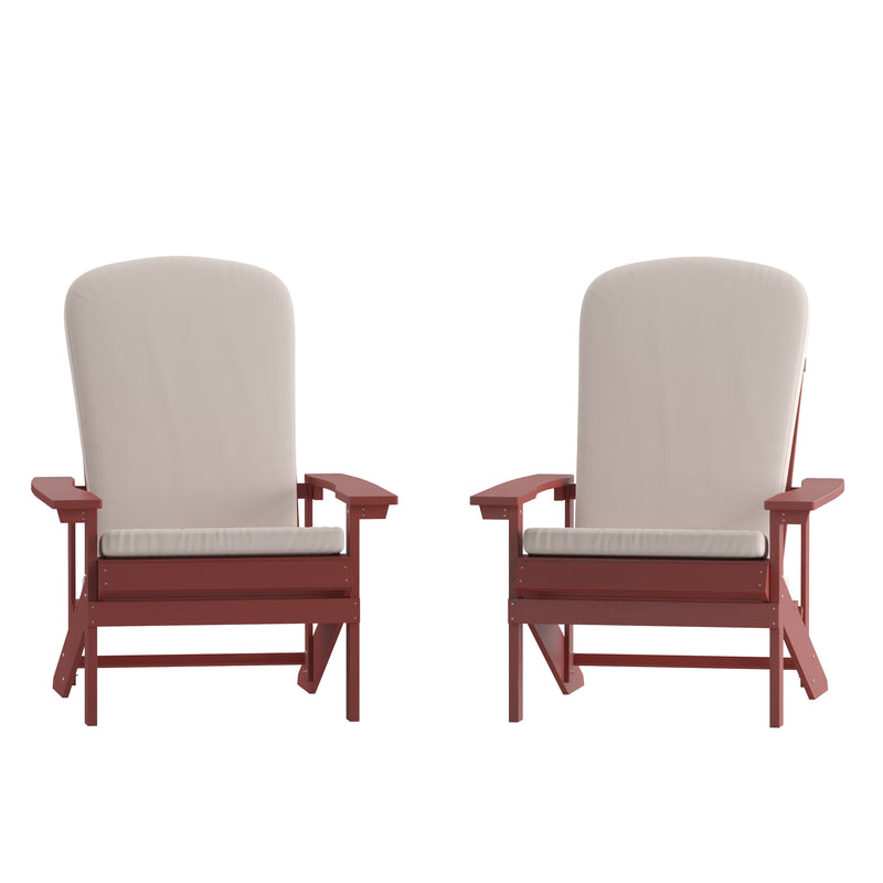 Riviera Set of 2 Weather Resistant Adirondack Patio Chairs With Vertical Lattice Backs and Comfort Foam Cushions