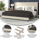 Percy Modern Platform Bed with Padded Channel Stitched Faux Linen Upholstered Wingback Headboard and 8.6" Underbed Clearance