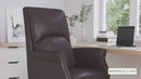 Tiber Ergonomic Executive Office Chair with High Pillowed Back & Rolled Arms In Black Faux Leather with Mahogany Finish Base