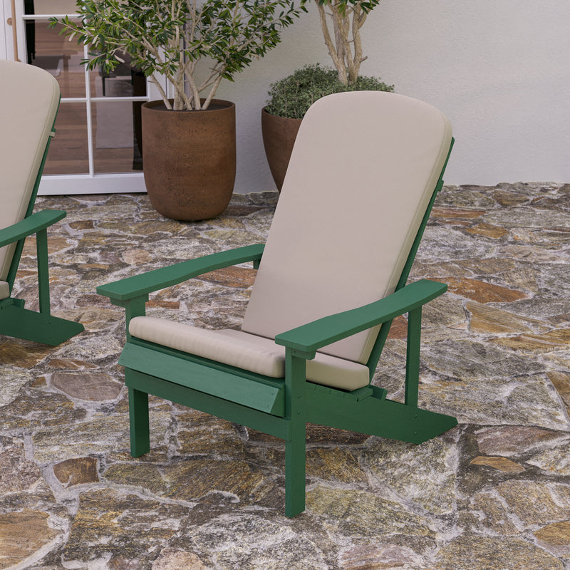 Riviera Set of 2 Weather Resistant Adirondack Patio Chairs With Vertical Lattice Backs and Comfort Foam Cushions