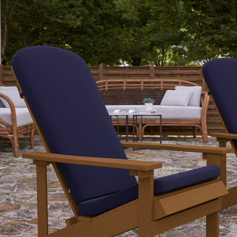 Riviera Set of 2 Weather Resistant Adirondack Patio Chairs With Vertical Lattice Backs and Comfort Foam Cushions