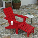 Ridley Adirondack Chair with Cup Holder and Pull Out Ottoman, All-Weather HDPE Indoor/Outdoor Lounge Chair, Set of 2