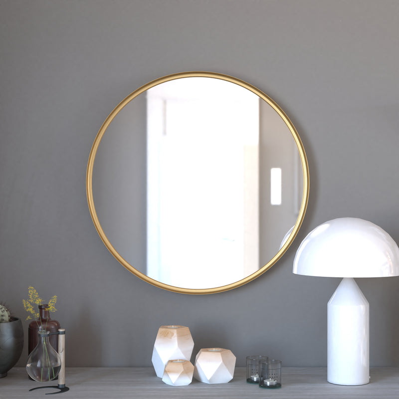 Monaco Round Deep Frame Accent Mirror Round Metal Framed Wall Mount Mirror