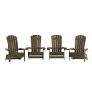Set of 4 Riviera Poly Resin Folding Adirondack Lounge Chair - All-Weather Indoor/Outdoor Patio Chair