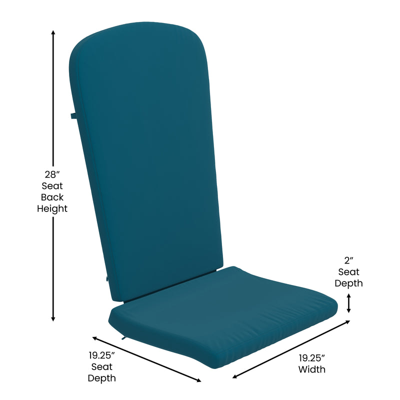 Riviera Set of 2 Weather Resistant Folding Adirondack Patio Chairs With Vertical Lattice Backs and Comfort Foam Cushions