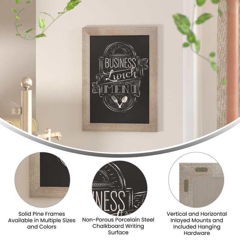 Magda 18" x 24" Weathered Wall Mount Magnetic Chalkboard Sign, Hanging Wall Chalkboard Memo Board