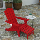 Nassau Adirondack Chair with Cup Holder and Pull Out Ottoman, All-Weather HDPE Indoor/Outdoor Lounge Chair