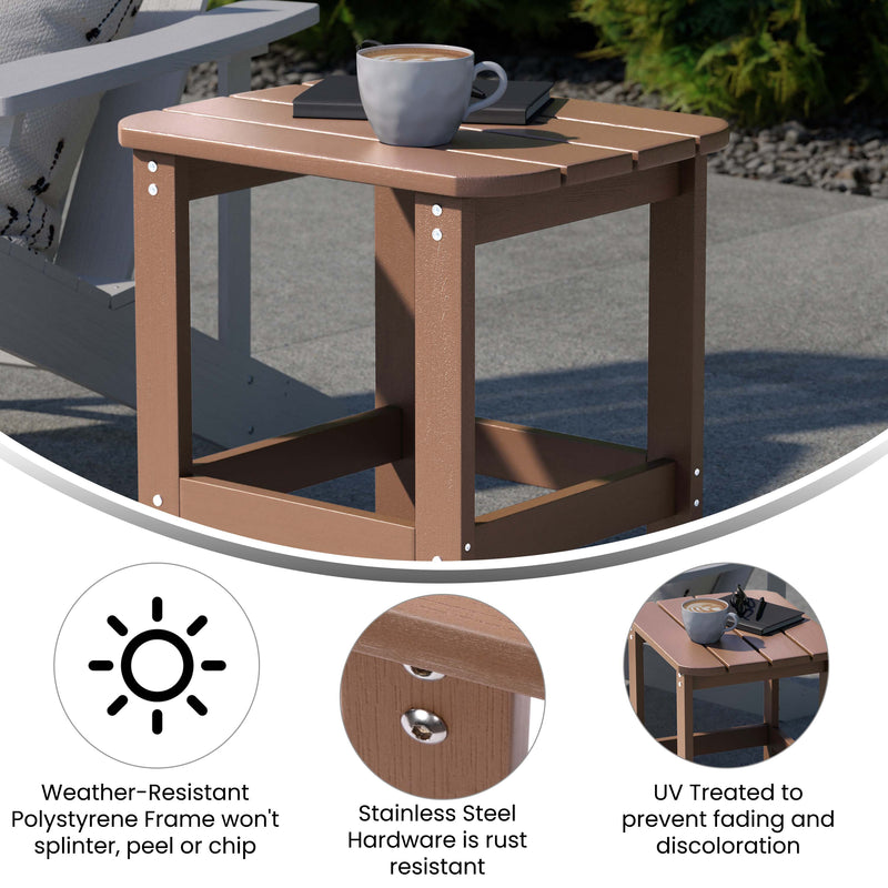 Riviera Poly Resin Indoor/Outdoor All-Weather Adirondack Side Table in Gray