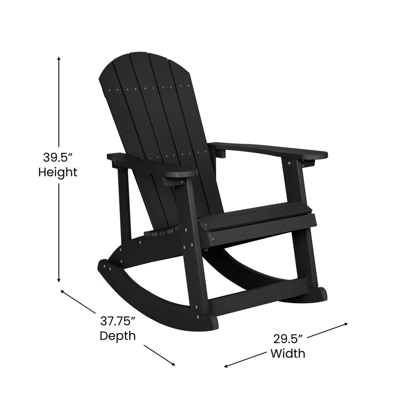 Atlantic All-Weather Polyresin Adirondack Rocking Chair with Vertical Slats and Weather Resistant Cushions