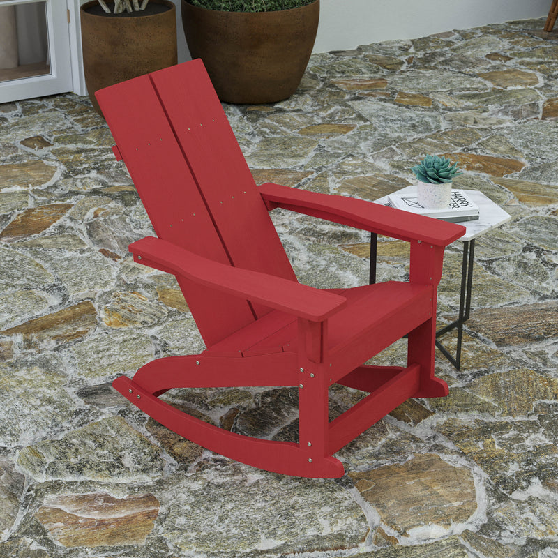 Set of 2 Wellington UV Treated All-Weather Polyresin Adirondack Rocking Chairs