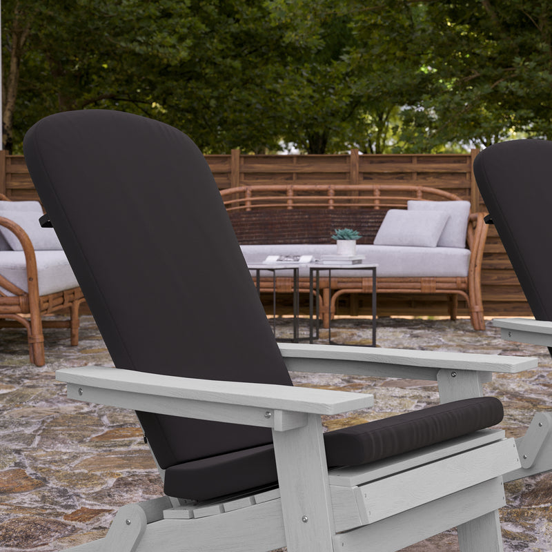 Riviera Set of 2 Weather Resistant Folding Adirondack Patio Chairs With Vertical Lattice Backs and Comfort Foam Cushions