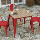 Dryden Indoor/Outdoor Dining Table, 31.5" Square All Weather Poly Resin Top with Steel Base