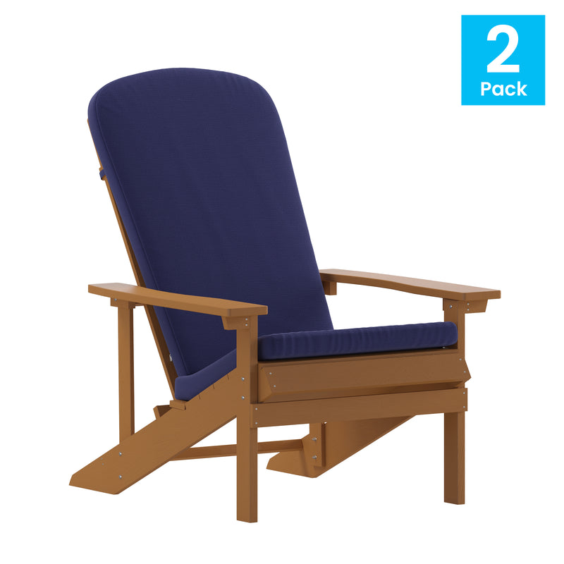 Riviera Set of 2 Weather Resistant Adirondack Patio Chairs With Vertical Lattice Backs and Comfort Foam Cushions