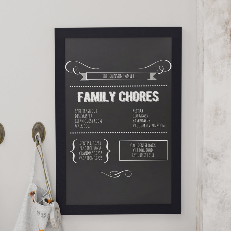 Magda 24" x 36" Black Wall Mount Magnetic Chalkboard Sign, Hanging Wall Chalkboard Memo Board
