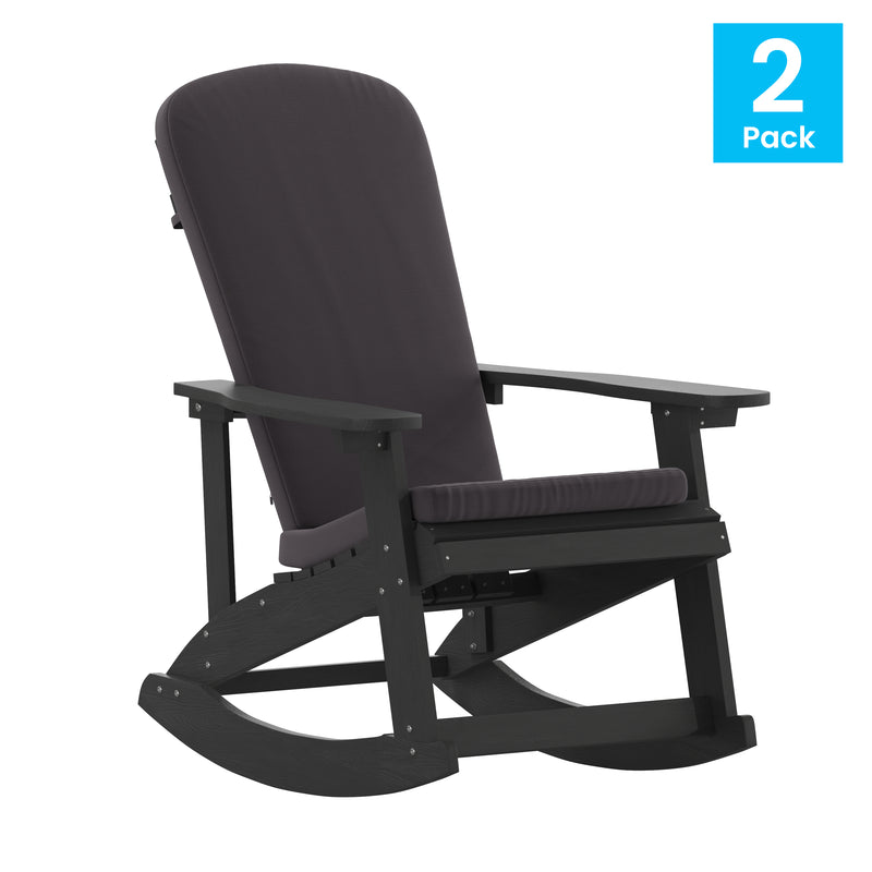 Atlantic All-Weather Polyresin Adirondack Rocking Chair with Vertical Slats and Weather Resistant Cushions