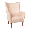 Regal Traditional Wingback Accent Chair, Faux Leather Upholstery and Wooden Frame and Legs