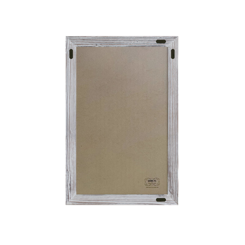 Magda 20" x 30" Whitewashed Wall Mount Magnetic Chalkboard Sign, Hanging Wall Chalkboard Memo Board