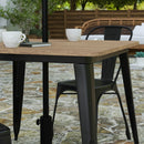 Dryden Indoor/Outdoor Dining Table with Umbrella Hole, 36" Square All Weather Poly Resin Top and Steel Base