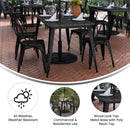 Dryden Indoor/Outdoor Dining Table with Umbrella Hole, 30" x 60" All Weather Poly Resin Top and Steel Base