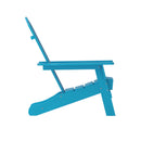 Nassau Adirondack Chair with Cup Holder, Weather Resistant HDPE Adirondack Chair in Blue, Set of 4