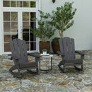 Ridley Adirondack Rocking Chair with Cup Holder, Weather Resistant HDPE Adirondack Rocking Chair in Gray
