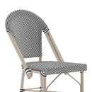 Mael Set of Two Stacking French Bistro Style Bar Stools with Textilene Seat and Bamboo Finished Metal Frame for Indoor/Outdoor Use