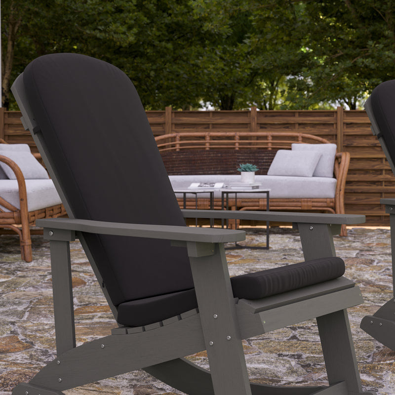 Atlantic All-Weather Polyresin Adirondack Rocking Chair with Vertical Slats and Weather Resistant Cushions