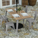 Dryden Indoor/Outdoor Dining Table with Umbrella Hole, 30" x 60" All Weather Poly Resin Top and Steel Base