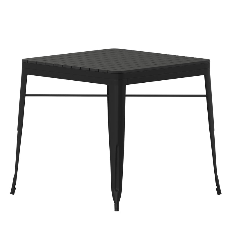 Hara 31.5" Square Indoor/Outdoor Black Steel Patio Dining Table for 4