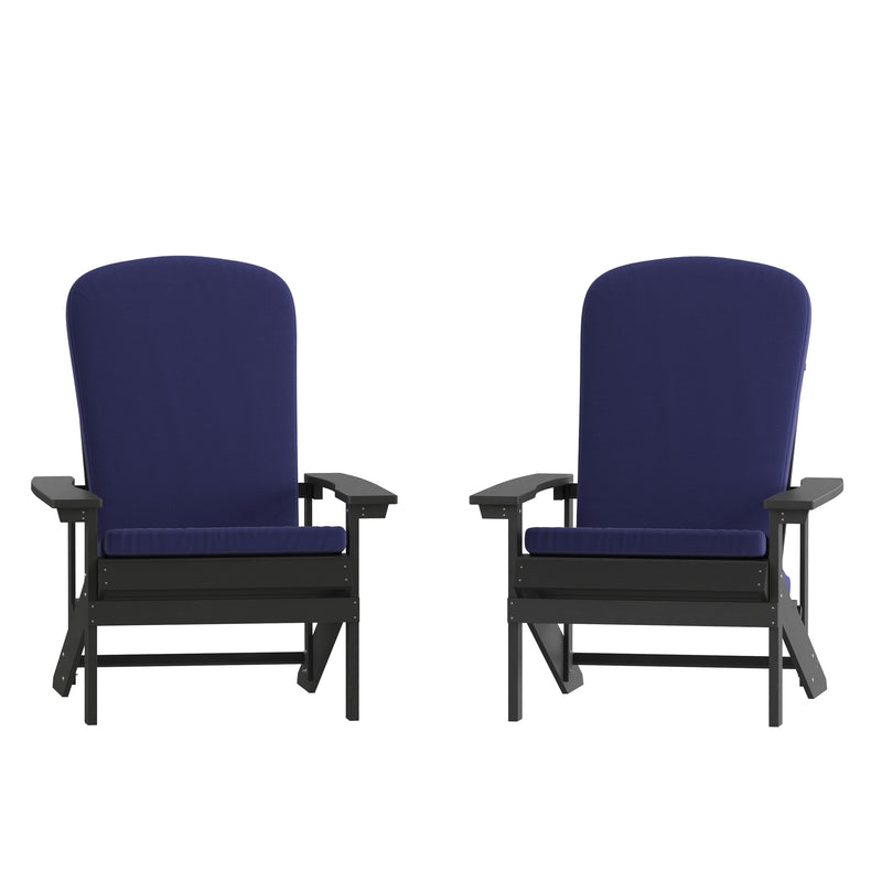 Riviera Set of 2 Weather Resistant Adirondack Patio Chairs With Vertical Lattice Backs and Comfort Foam Cushions
