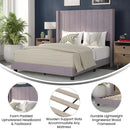 Sana Modern Gray Velvet Upholstered Platform Bed Frame with Padded, Tufted Wingback Headboard and Wood Support Slats, No Box Spring Required