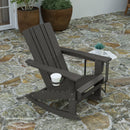Ridley Adirondack Rocking Chair with Cup Holder, Weather Resistant HDPE Adirondack Rocking Chair, Set of 2