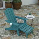 Nassau Adirondack Chair with Cup Holder and Pull Out Ottoman, All-Weather HDPE Indoor/Outdoor Lounge Chair