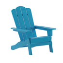 Nassau Adirondack Chair with Cup Holder, Weather Resistant HDPE Adirondack Chair in Blue, Set of 4