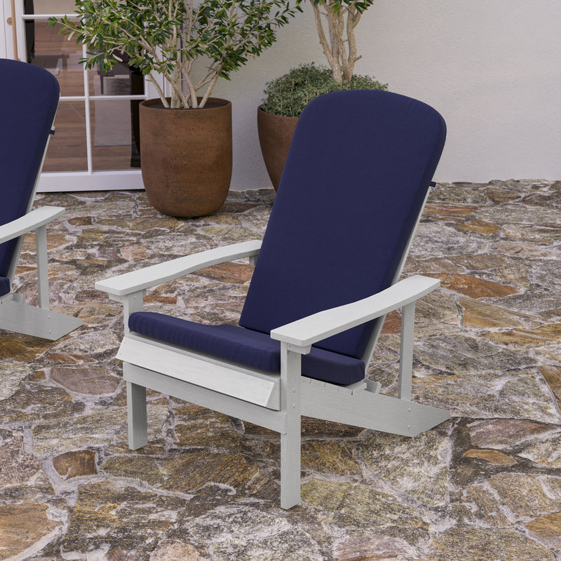 Riviera Set of 2 Weather Resistant Adirondack Patio Chairs With Vertical Lattice Backs and Comfort Foam Cushions