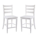 Verity Set of Two Classic Wooden Ladderback Counter Height Barstools with Solid Wood Seats