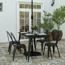 Dryden Indoor/Outdoor Dining Table with Umbrella Hole, 30" x 60" All Weather Poly Resin Top and Steel Base